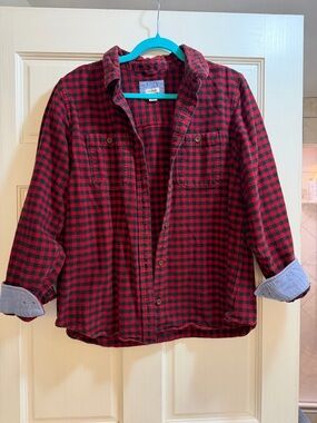 L.L. Bean Red and Black Buffalo Plaid Shirt Jacket
